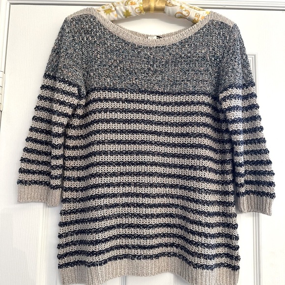 Coldwater Creek Black and Cream Striped Sweater - Picture 1 of 6